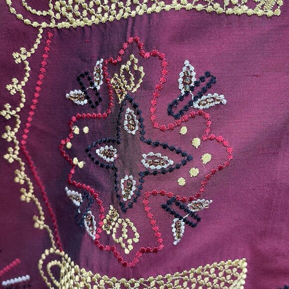 Mirasol Women's Silk Blend Button Down Embroidered Beaded Size‎ S Aztec Western - Picture 3 of 5